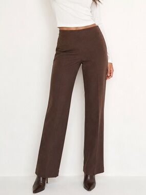 The Limited Stretch Brown Wide/Straight Leg Work Dress Office Pants Side Zipper